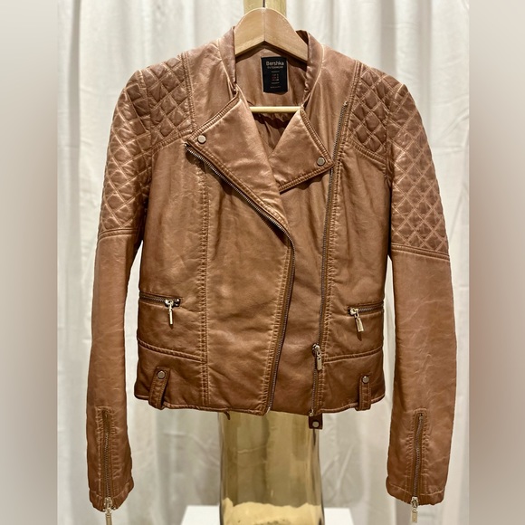 BERSHKA biker jacket tan small - Picture 1 of 5